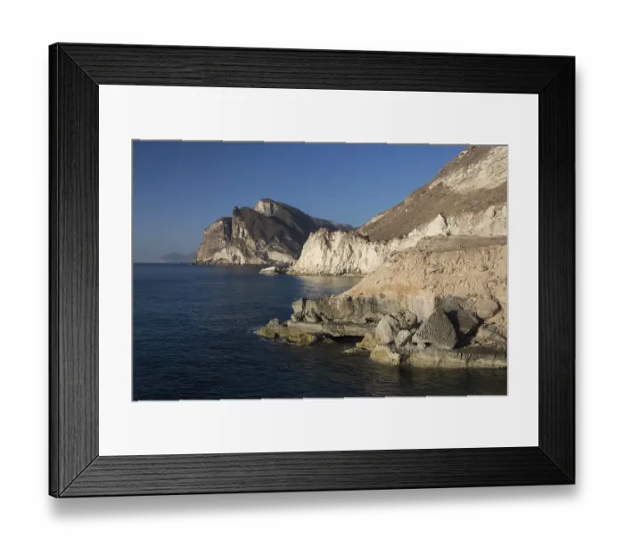 Framed Print : Coast, near Mughsayl, landscape, sea, cliffs, Oman