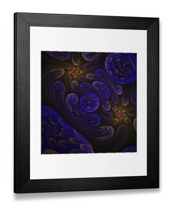 Framed Print : Surreal abstract fractal with rounded and flowers shapes