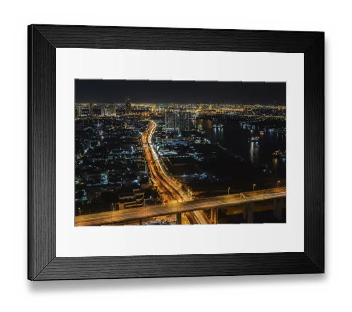 Framed Print : Aerial view of traffic at the bridge in Bangkok Thailand