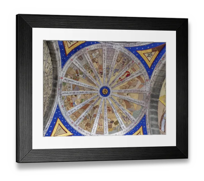 Framed Print : Mural painting representing life in the medieval town