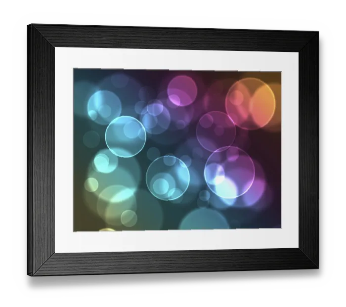 Framed Print : Abstract glowing shapes on a colorful background