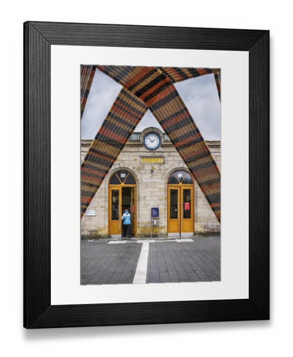 Framed Print : Under the wickerwork to the station entrance Framed Print : Under the wickerwork to the station entrance