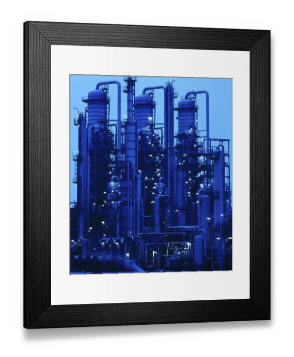 Framed Print : Oil refinery, industrial plant