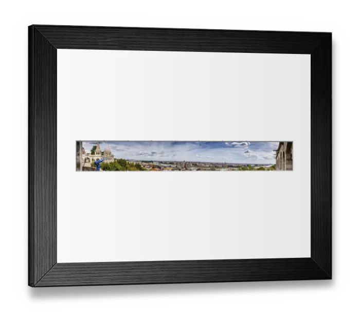 Framed Print : Panorama of the Danube river running through the ancient buildings of Budapest