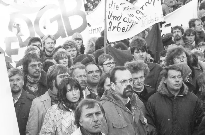 Framed Print : More than 100, 000 followed the DGB's call in 1982 for a large demonstration against unemployment