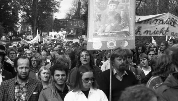 Framed Print : More than 100, 000 people demonstrated against nuclear power on 14
