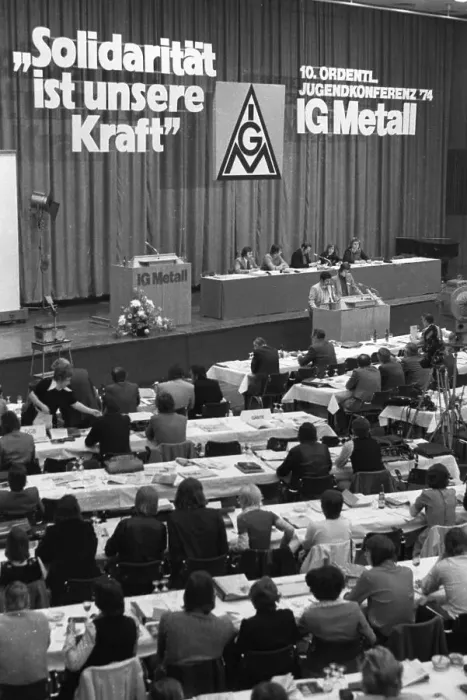 Framed Print : The 10th Ordinary Youth Conference of IG Metall on 9 May 1974 in Oberhausen
