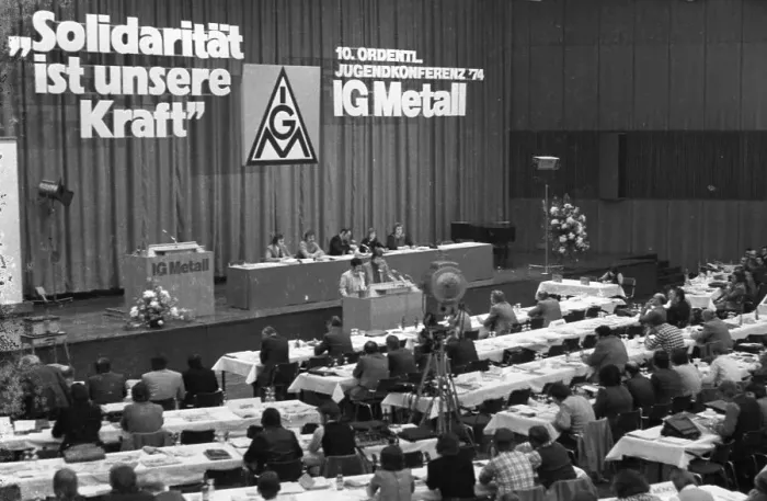 Framed Print : The 10th Ordinary Youth Conference of IG Metall on 9 May 1974 in Oberhausen