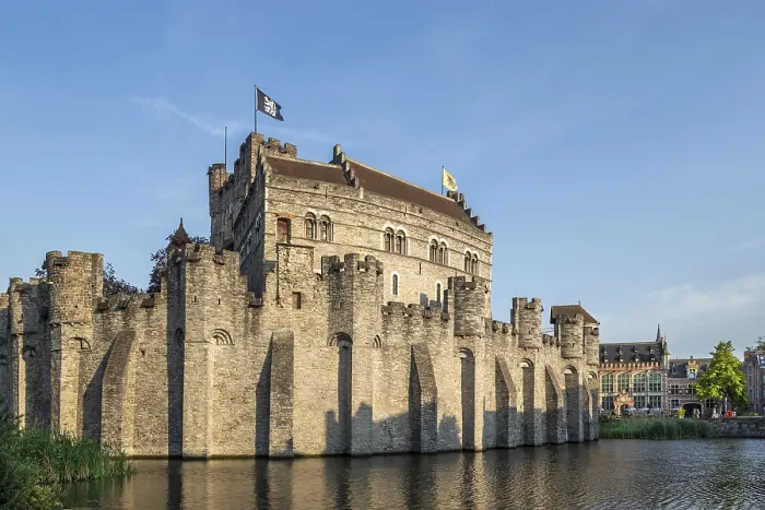 Framed Print : 12th century medieval moated Gravensteen Framed Print : 12th century medieval moated Gravensteen