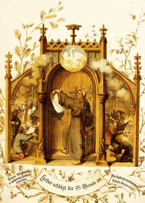 Framed Print : In 1517, Luther personally posted the 95 theses on the door of the castle church in Wittenberg Framed Print : In 1517, Luther personally posted the 95 theses on the door of the castle church in Wittenberg