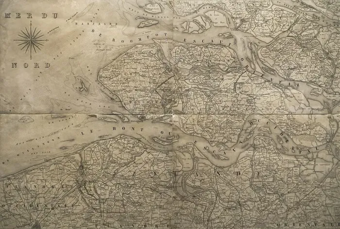 Framed Print : 1831 map Carte des Frontieres, showing boundaries between The Netherlands and Belgium