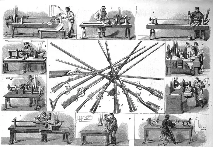 Framed Print : 1869, Gun making, Gun industry Framed Print : 1869, Gun making, Gun industry