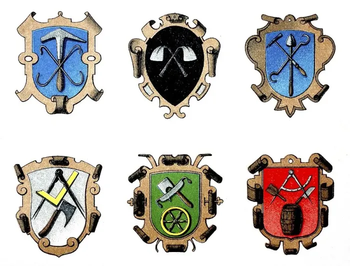Framed Print : 1890, Guild coat of arms: Roofers