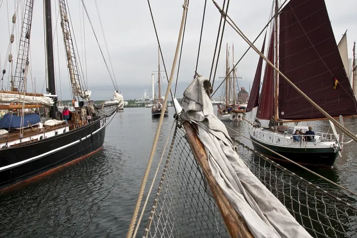 Framed Print : On 19 May 2012 - Rum Regatta in Flensburg - International meeting of historic sailing commercial vessels - Museumshafen