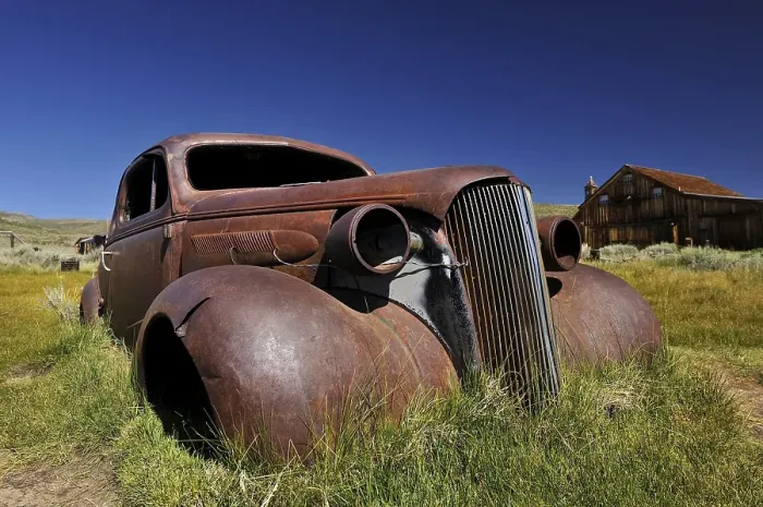 Framed Print : 1937 Chevrolet Chevy, rusted, ghost town of Bodie