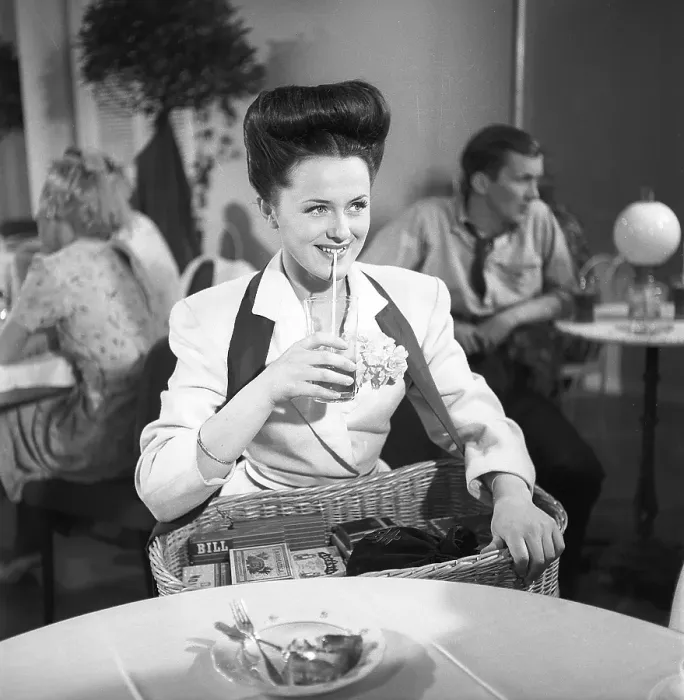 Framed Print : In the 1940s. Actress Lillebil Kjellen filming a scene in a 1945 movie Framed Print : In the 1940s. Actress Lillebil Kjellen filming a scene in a 1945 movie