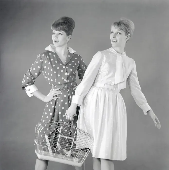 Framed Print : In the 1960s. Two fashion models