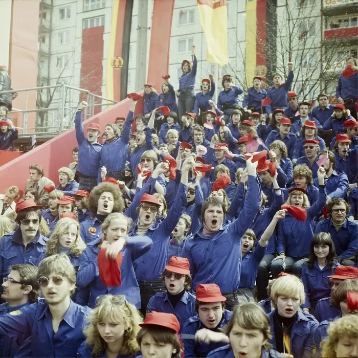 Framed Print : 1980050166, East Berlin, 01.05.1980, Karl-Marx-Allee, cheering young members of the Free German Youth on the counter grandstand opposite the grandstand of honour at the May Day demonstration in East Berlin, GDR GDR Framed Print : 1980050166, East Berlin, 01.05.1980, Karl-Marx-Allee, cheering young members of the Free German Youth on the counter grandstand opposite the grandstand of honour at the May Day demonstration in East Berlin, GDR GDR