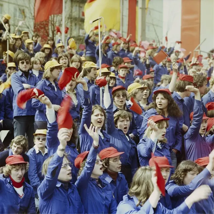 Framed Print : 1980050171, East Berlin, 01.05.1980, Karl-Marx-Allee, cheering young members of the Free German Youth on the counter grandstand opposite the grandstand of honour at the May Day demonstration in East Berlin, GDR GDR Framed Print : 1980050171, East Berlin, 01.05.1980, Karl-Marx-Allee, cheering young members of the Free German Youth on the counter grandstand opposite the grandstand of honour at the May Day demonstration in East Berlin, GDR GDR