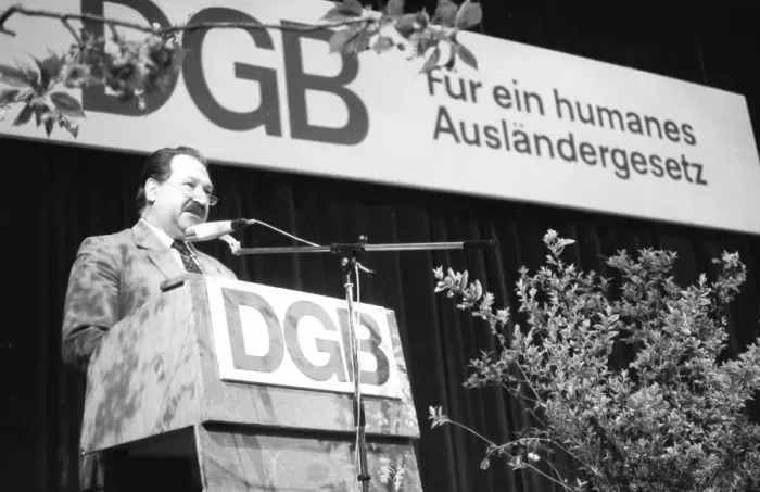 Framed Print : The 1990 DGB Conference for Foreigners advocated a humane law on foreigners