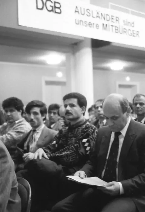Framed Print : The 1990 DGB Conference for Foreigners advocated a humane law on foreigners