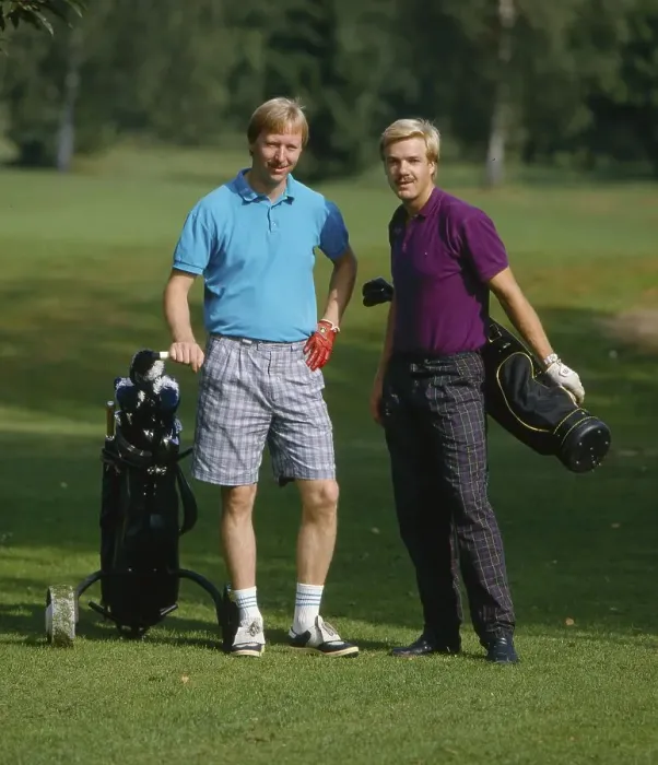 Framed Print : Two 2 golfers on the golf course Framed Print : Two 2 golfers on the golf course