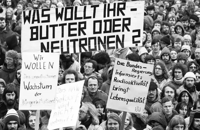 Framed Print : More than 20, 000 opponents of nuclear power demonstrated in Itzehoe against a nuclear power plant in Brokdorf on 19