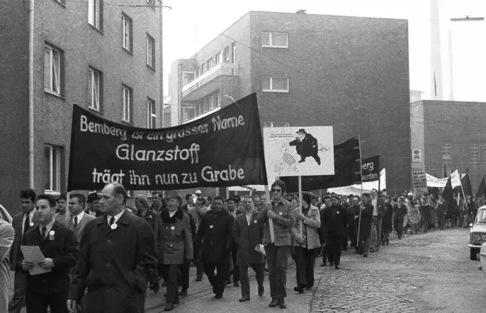 Framed Print : 2000 workers, employees and relatives demonstrated in Wuppertal on 18