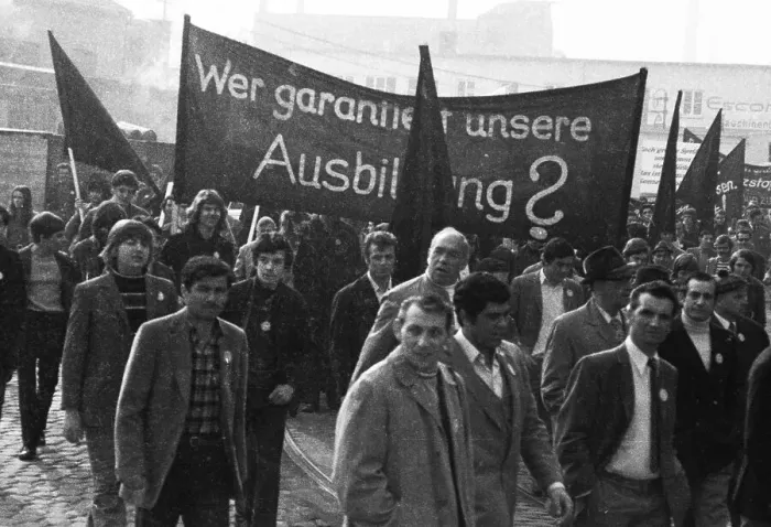 Framed Print : 2000 workers, employees and relatives demonstrated in Wuppertal on 18