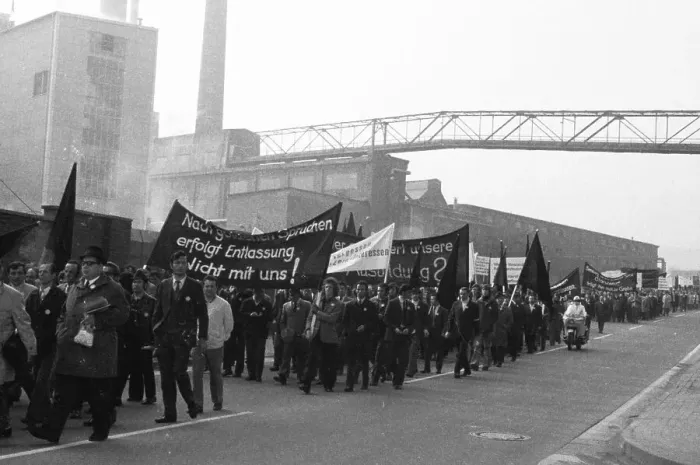 Framed Print : 2000 workers, employees and relatives demonstrated in Wuppertal on 18