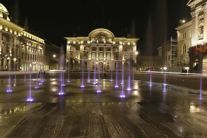 Framed Print : The 26 water fountains, symbolizing the 26 federal cantons