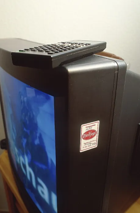 Framed Print : 26.01.2000, Deposit seal (called cuckoo) on a television set