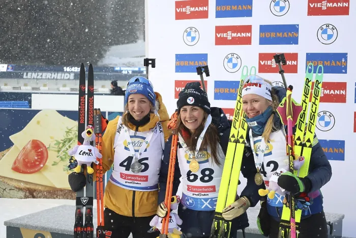 Framed Print : The top 3 after the woman's sprint