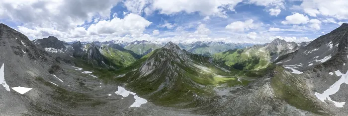 Framed Print : 360° alpine panorama, aerial view