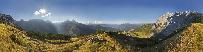 Framed Print : 360 ° panoramic view, Wetterstein mountain range