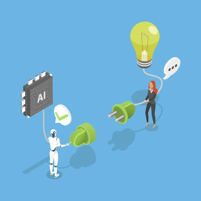Framed Print : 3D Isometric Flat Illustration of Artificial Intelligence