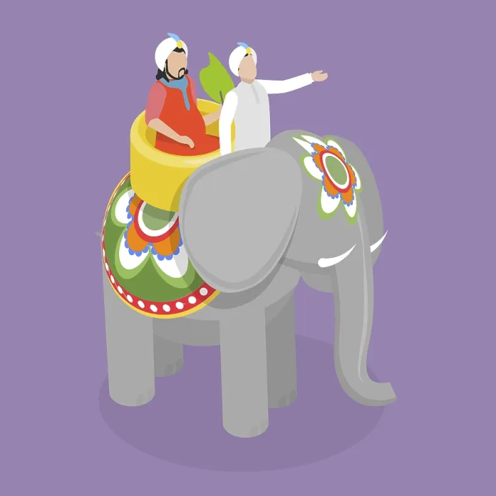 Framed Print : 3D Isometric Flat Vector Conceptual Illustration of Indian Elephant with Maharaja