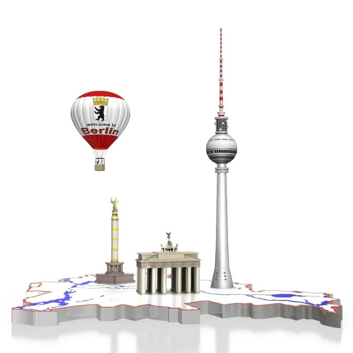 Framed Print : 3d map of Berlin with TV tower