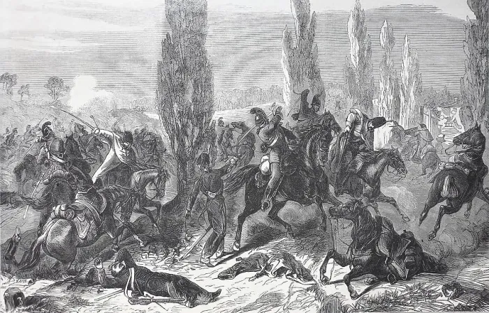 Framed Print : The 3rd Saxon cavalry regiment in battle at Buzaney on August 27 Framed Print : The 3rd Saxon cavalry regiment in battle at Buzaney on August 27