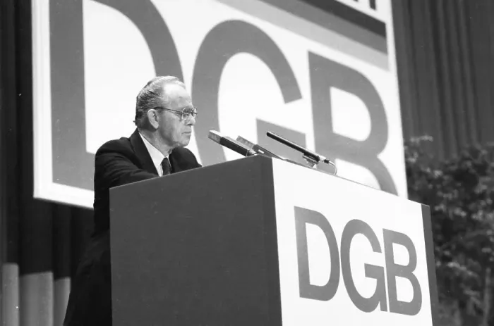 Framed Print : 4th Extraordinary Congress of the German Trade Union Confederation (DGB) in Duesseldorf on 12