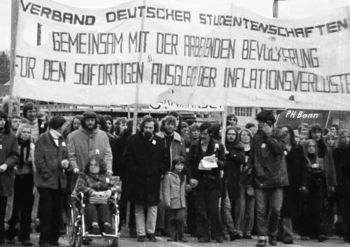 Framed Print : 50, 000 students from all over Germany demonstrated in Bonn on 24 January 1974 against inflation