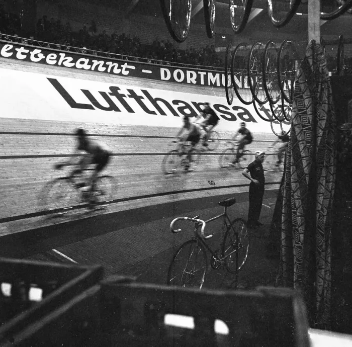 Framed Print : The 6-day race of the professional cyclists