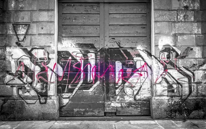 Framed Print : Abandoned building covered with graffiti Framed Print : Abandoned building covered with graffiti