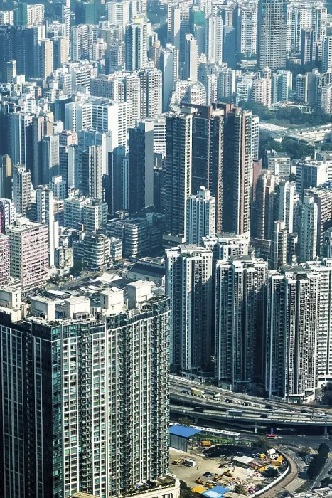 Framed Print : Abstract futuristic cityscape with modern skyscrapers