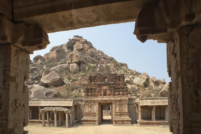 Framed Print : Achyutaraya temple and matanga hill at hampi