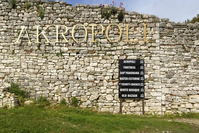 Framed Print : Acropolis sign in citadel area of Berat Castle