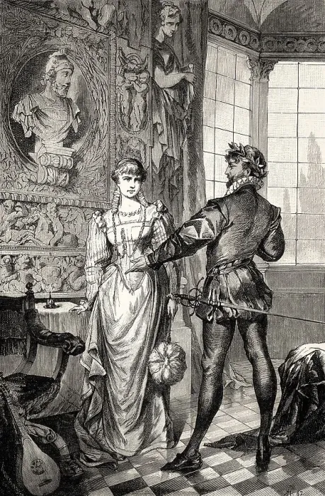 Framed Print : ACT II, SCENE I. the princess and Tasso