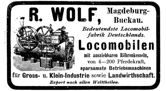 Framed Print : Advertisement of the Wolf company for locomobiles and farm machinery