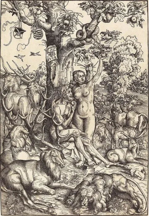 Framed Print : Adam and Eve in Paradise, painting by Lucas Cranach the Elder Framed Print : Adam and Eve in Paradise, painting by Lucas Cranach the Elder