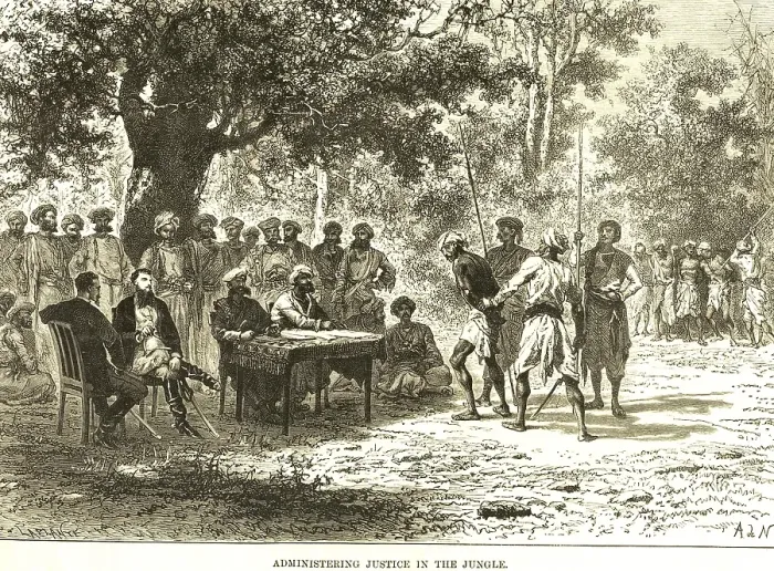 Framed Print : Administering justice in the jungle, India, Asia